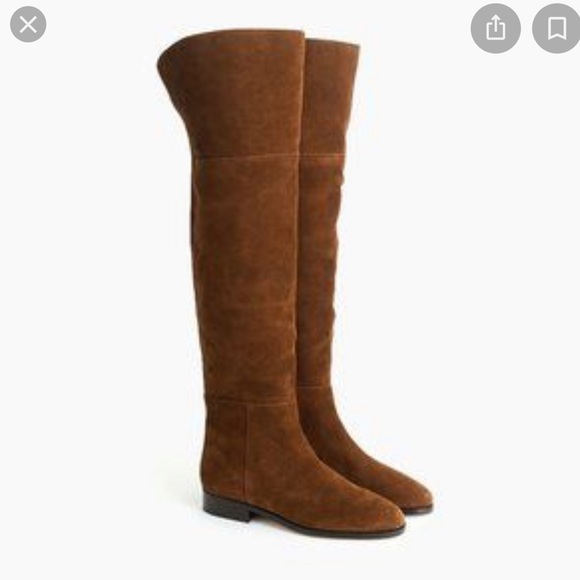 J. Crew Over the Knee Microsuede Chestnut Boots Flat - Picture 2 of 8